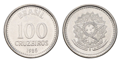 Бразилия 100 крузейро 1985 KM 595 нержавеющая сталь UNC 4627-122
