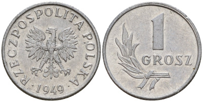 Польша 1 грош 1949 KM 39 алюминий 4189-449