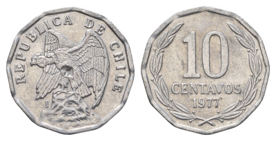 Чили 10 сентаво 1977 KM 205a алюминий 4116-314