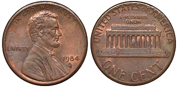 США 1 цент 1984 D KM 201b цинк плакированный медью 4549-1062