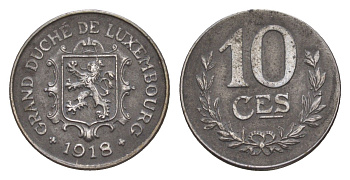 Люксембург 10 сантимов 1918 Шарлотта (1918-1964) KM 31 железо 4659-421