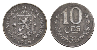 Люксембург 10 сантимов 1918 Шарлотта (1918-1964) KM 31 железо 4659-421