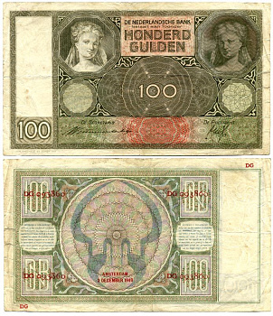 Нидерланды 100 гульденов 1940 02 декабря 1940 Pick 51b  бумага   7147-25-1-1