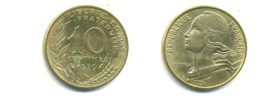 ФРАНЦИЯ 10 САНТИМОВ 1979 ТИП MARIANNE KM 929 медь алюминий никель 86-1731