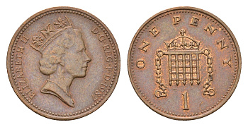 Великобритания 1 пенни 1987 Елизавета II (1952-2022) КМ 935, Spink 4381 (B3) бронза 4685-155