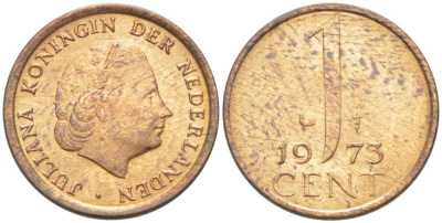 НИДЕРЛАНДЫ 1 ЦЕНТ 1973 ЮЛИАНА (1948-1980) KM 180 бронза 218-1247