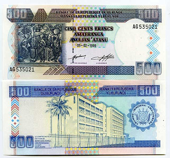 БУРУНДИ 500 ФРАНКОВ 1999 Pick 38b UNC (пресс) бумага 448-13-1