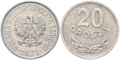 Польша 20 грошей 1971 MW Y # A 47 алюминий    4564-613