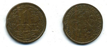 НИДЕРЛАНДЫ 1 ЦЕНТ 1917 бронза 4-126