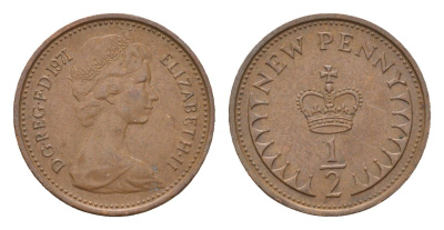 Великобритания 1/2 пенни 1971 Елизавета II (1952-2022) KM 914, Spink 4239 бронза 4697-858