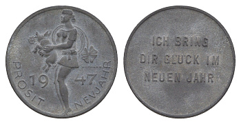 Австрия новогодний жетон на удачу 1947 цинк 4638-225
