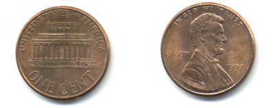 США 1 ЦЕНТ 1985 ЛИНКОЛЬН KM 201b цинк плакированный медью 89-521