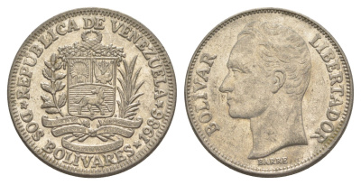 Венесуэла 2 боливара 1986 Симон Боливар Y 43 никель 4599-545
