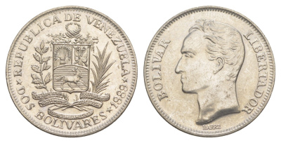 Венесуэла 2 боливара 1989 Симон Боливар Y 43a сталь плакированная никелем 4590-932