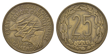 Экваториальная Африка, Камерун 25 франков 1962 KM 4 медь алюминий 4619-237