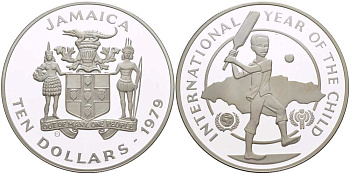 Ямайка 10 долларов 1979 международный год детей KM 80 серебро PROOF 1095-1-31