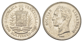 Венесуэла 2 боливара 1988 Симон Боливар Y 43 никель 4599-626