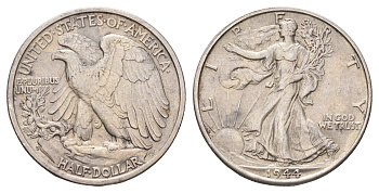 США 1/2 доллара (50 центов) 1944 S KM 142 серебро 3896-1432