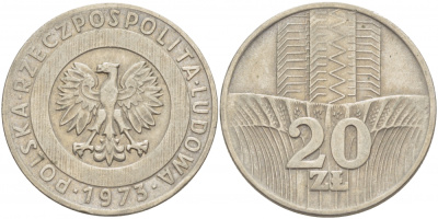 Польша 20 злотых 1973 монетный двор Кремница KM 67, Parchimowicz 245a медно-никель 4403-511