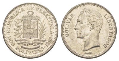 Венесуэла 2 боливара 1988 Симон Боливар Y 43 никель 4599-626