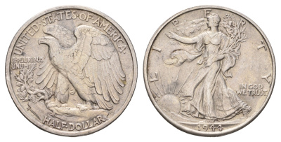 США 1/2 доллара (50 центов) 1944 S KM 142 серебро 3896-1432