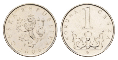 Чехия 1 крона 2006 KM 7 сталь плакированная никелем aUNC 4615-963