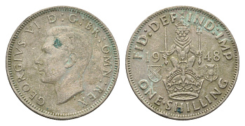 Великобритания 1 шиллинг 1948 Георг VI (1936-1952), Шотландский герб KM 864, Spink 4104 медно-никель 4663-147