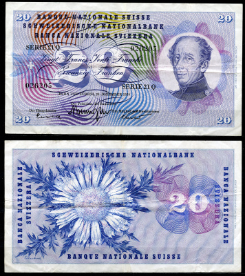 Швейцария 20 франков 1959 генерал Гийом-Анри Дюфур, 23 декабря 1959 Pick  46 g  бумага   6285-5-1-1