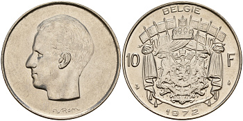 Бельгия 10 франков 1972 Belgie, Бодуэн I (1951-1993) KM 156.1 никель 4187-445