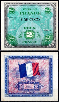 Франция 2 франка 1944 Pick 114 a бумага aUNC 7183-29-2-1