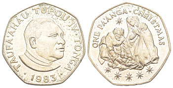 Тонга 1 паанга 1983 Рождество, тираж 5.000 экземпляров KM 80 медно-никель BU 4178-922