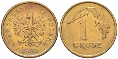 ПОЛЬША 1 ГРОШ 1992 MW KM 276 латунь UNC 39-1138