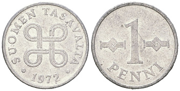 Финляндия 1 пенни 1972 KM 44a алюминий 4618-217