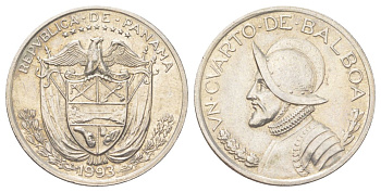 Панама 1/4 бальбоа 1993 KM 11.2a медь плакированная медно-никелем 4624-237