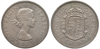 Великобритания 1/2 кроны 1963 Елизавета II (1952-2022) KM 907, Spink 4145 медно-никель 4131-642