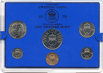 Швеция набор монетного двора из 6 монет 1979 в пластике Карл XVI Густав (1973- ) KM MS11 UNC 4-3-6-114