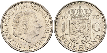 Нидерланды 1 гульден 1976 Юлиана (1948-1980) KM 184а никель 4171-125
