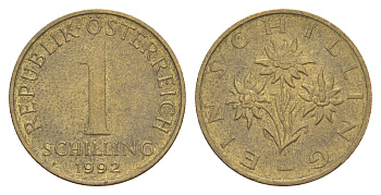 Австрия 1 шиллинг 1992 KM 2886 алюминиевая бронза UNC 4563-144