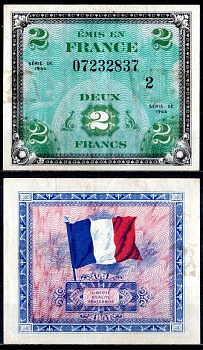 Франция 2 франка 1944 Pick 114 b бумага 7183-29-1-1