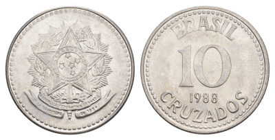 Бразилия 10 крузадо 1988 KM 607 нержавеющая сталь UNC 4642-1252