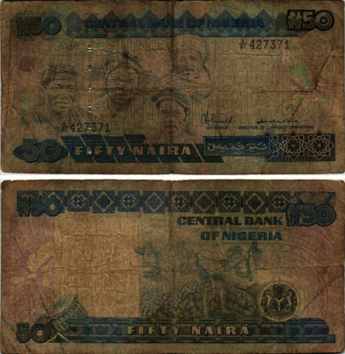Нигерия 50 найра ND (1991-2000) жители Нигерии, подпись 8 Pick 27 a бумага 6299-66-3-2