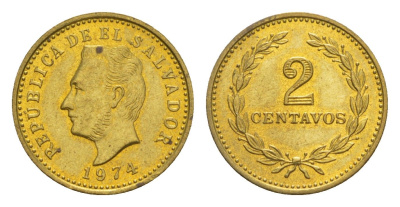 Сальвадор 2 сентаво 1974 KM 147 никель латунь UNC 4649-815