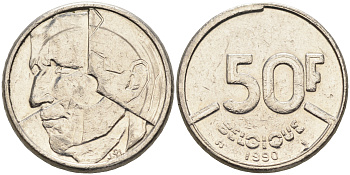 Бельгия 50 франков 1990 Belgique, Бодуэн I (1948-1993) KM 168 никель    4177-142