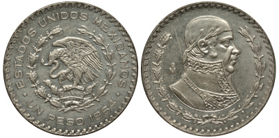 Мексика 1 песо 1964 Хосе Мария Морелос KM 459 серебро 107-1125