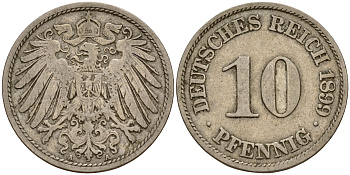 Германия 10 пфеннигов 1899 A J. 13,  KM 12 медно-никель    4603-554