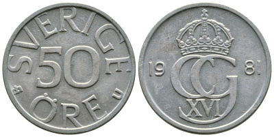 Швеция 10 эре 1981 U Карл XVI Густав (1973- ) KM 850 медно-никель 4110-934