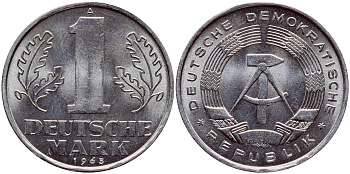 ГДР 1 МАРКА 1963 А KM 13 алюминий UNC 1523-212