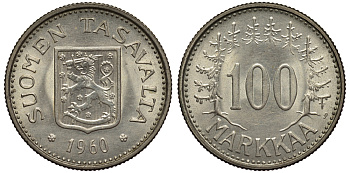 Финляндия 100 марок 1960 S KM 41 серебро    1530-1111