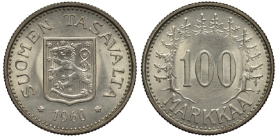 Финляндия 100 марок 1960 S KM 41 серебро    1530-1111