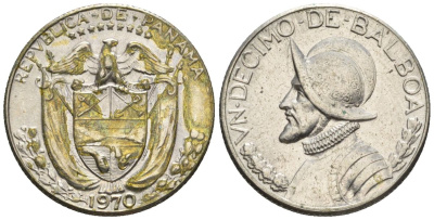 Панама 1/10 бальбоа 1970  KM 10 медь плакированная медно-никелем  aUNC  4609-915